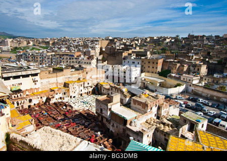 Chouwara Leather Tannery in Fez Morocco Stock Photo