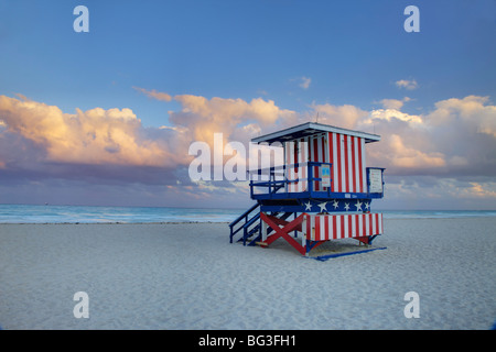 Lifeguard stand on South Beach, Miami Beach, Florida, United States of America, North America Stock Photo