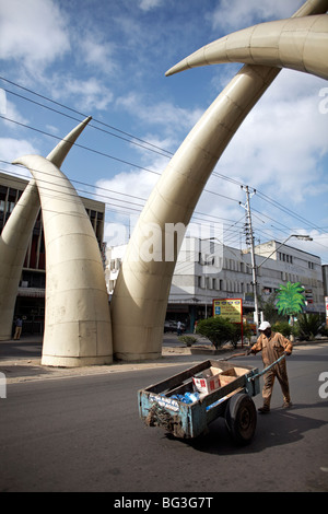 Elephant tusk arches, Mombasa, Kenya, East Africa, Africa Stock Photo