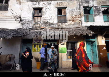 The narrow streets of Lamu Town, Lamu, Kenya, East Africa, Africa Stock Photo