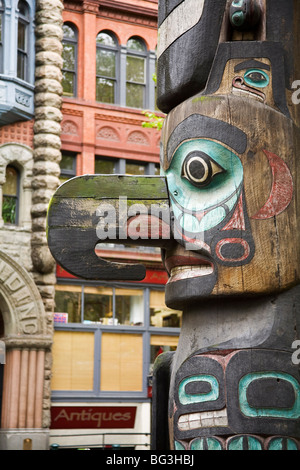 Totem Pole in Pioneer Square, Seattle, Washington State, United States of America, North America Stock Photo