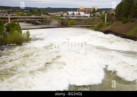 Spokane River in Major Flood, Riverfront Park, Spokane, Washington State, United States of America, North America Stock Photo