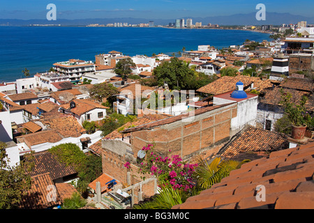 Tiled roofs, Puerto Vallarta, Jalisco State, Mexico, North America Stock Photo