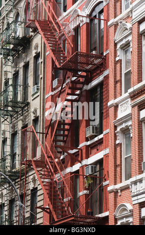 Fire escapes, Chinatown, Manhattan, New York, United States of America, North America Stock Photo