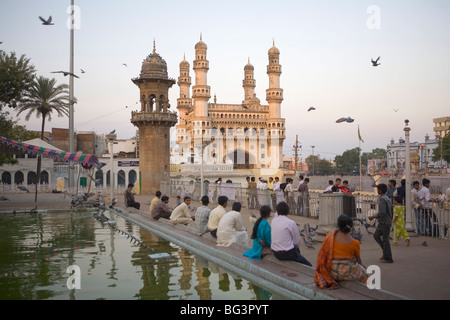 Mecca Masjid mosque (Charminar), Hyderabad, Andhra Pradesh state, India, Asia Stock Photo