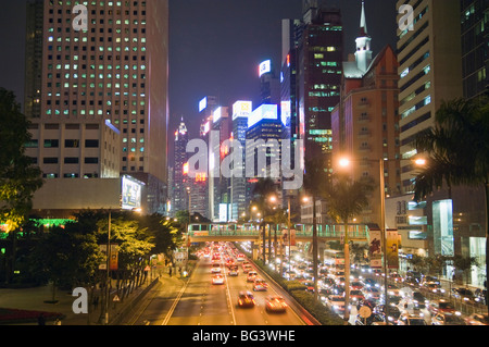 Freeway Running Along Harbor of Hong Kong