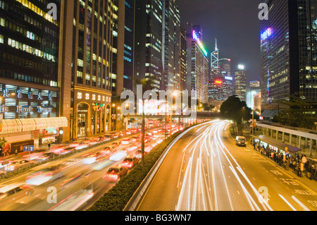 Freeway Running Along Harbor of Hong Kong
