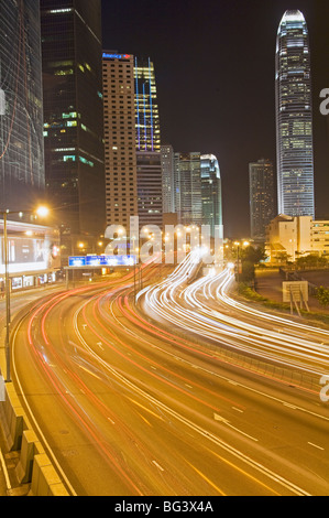 Freeway Running Along Harbor of Hong Kong