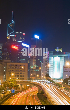 Freeway Running Along Harbor of Hong Kong