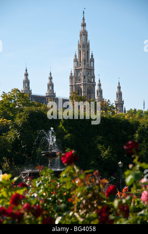 Rathaus, Volksgarten, Ringstraße, Wien, Österreich | guild hall, people's gardens, Ringroad, Vienna, Austria  Stock Photo