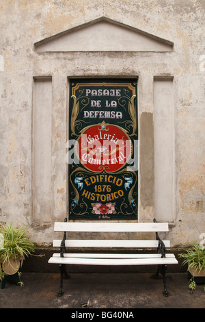 Argentina, Buenos Aires, San Telmo, Pasaje de la Defensa shopping arcade, sign Stock Photo