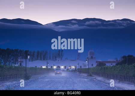 Argentina, Salta Province, Valles Calchaquies, Cafayate, Bodega El Esteco winery, dawn Stock Photo