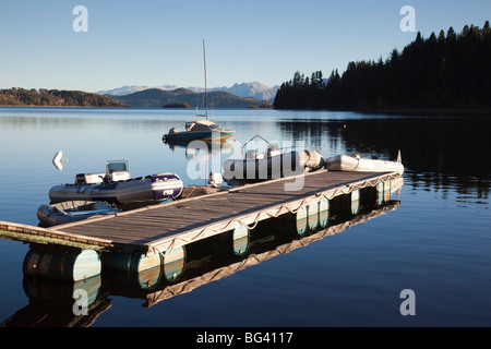 Argentina, Neuquen Province, Lake District, Road of the Seven Lakes, Villa La Angostura, Puerto Manzano, Lake Nahuel Stock Photo