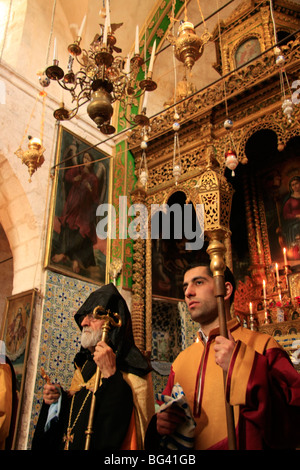 Israel, Jerusalem Old City, Easter, Armenian Orthodox Maundy Thursday ceremony Stock Photo