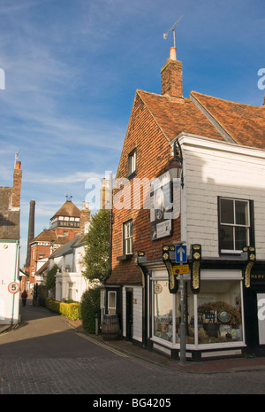 Harvey's Brewery shop on Cliffe High Street, with the Brewery behind, Lewes, East Sussex, England, United Kingdom, Europe Stock Photo