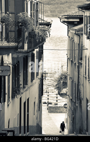 Italy, Piedmont, Lake Maggiore, Cannobio, buildings and lake Stock Photo