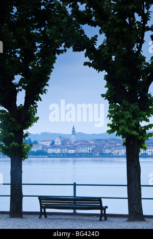 Italy, Piedmont, Lake Maggiore, Arona, town and lake Stock Photo