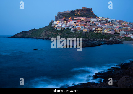 Italy, Sardinia, North Western Sardinia, Castelsardo, dusk Stock Photo