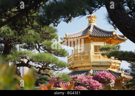 Golden Pagoda in Nan Lian Garden near Chi Lin Nunnery, Diamond Hill, Kowloon, Hong Kong, China, Asia Stock Photo