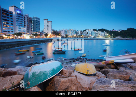 Fishing boats in Stanley Bay at dusk, Hong Kong Island, Hong Kong, China, Asia Stock Photo