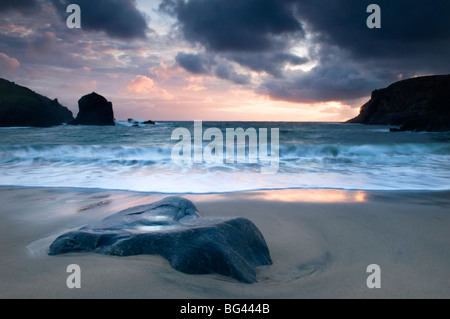 Sunset on Dalbeg beach, Isle of Lewis, Hebrides, Scotland, UK Stock Photo