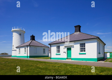 Wales, Glamorgan, Nash Point Lighthouse and Cottages Stock Photo