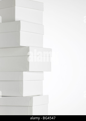 stack of white shoe boxes Stock Photo