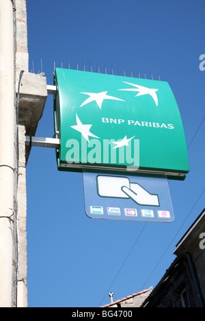 Sign on branch of BNP Paribas bank, Bordeaux, France Stock Photo