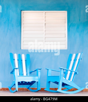 Traditional rocking chairs in Vinales, Cuba, Caribbean Stock Photo