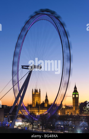 Millennium Wheel (London Eye) and Big Ben, Houses of Parliament, London, England, UK Stock Photo