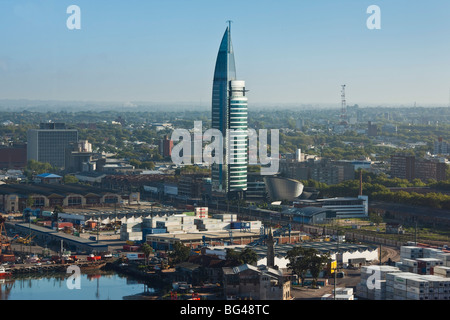 Uruguay, Montevideo, port aerial ith Torre Antel tower Stock Photo