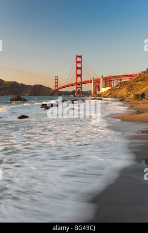 USA, California, San Francisco, Baker's Beach and Golden Gate Bridge Stock Photo