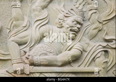 China, Chongqing Province, Yangtze River, Fengdu Ghost City, Mingshan, Blue Temple Frieze Stock Photo