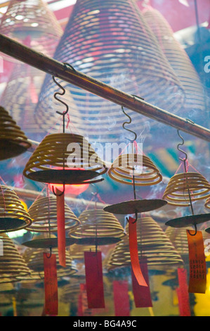 China, Hong Kong, Central, Man Mo Temple, incense coils Stock Photo