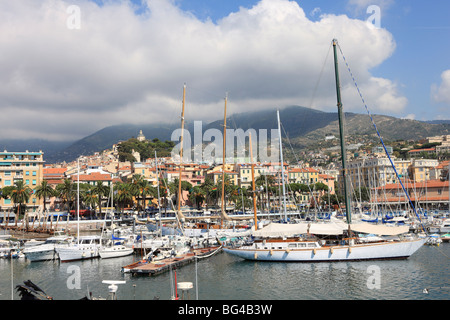 Boat in the harbour, Sanremo, Liguria, Italy, Europe Stock Photo