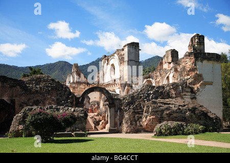 Ruins of the Church of La Recoleccion, destroyed by earthquake in 1700s, Antigua, Guatemala, Central America - Stock Photo