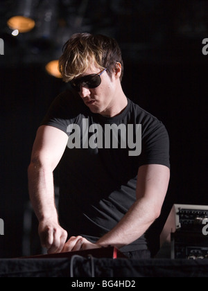 UDAPEST-JULY 24: Alec Empire performs on stage at SYMA Sport and Event Centre stage Stock Photo