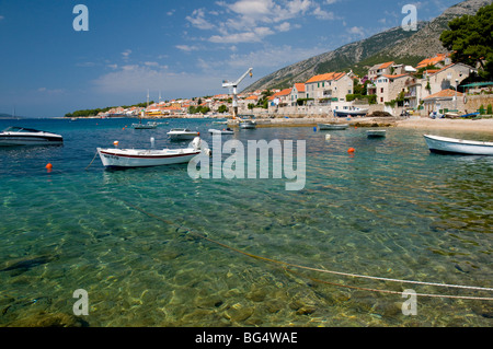 Boats in the Adriatic Sea overlooking Bol Brac Croatia Stock Photo