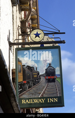 Classical pub sign near Morpeth in northeast England. Stock Photo