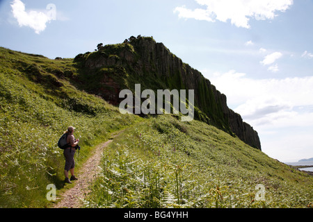 Walking at Kings Cave area near Blackwaterfoot, The Isle of Arran, Scotland, June 2009 Stock Photo