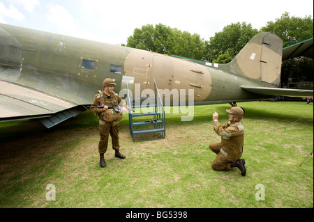 South African Army re-enactors don paratrooper gear. South African Military History Museum. Johannesburb, South Africa. Stock Photo
