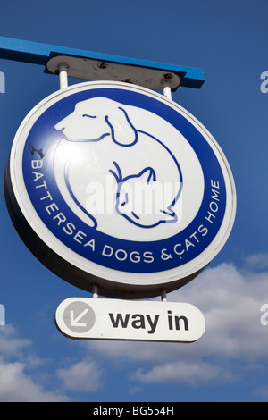 Sign for Battersea Dogs and Cats Home. Stock Photo