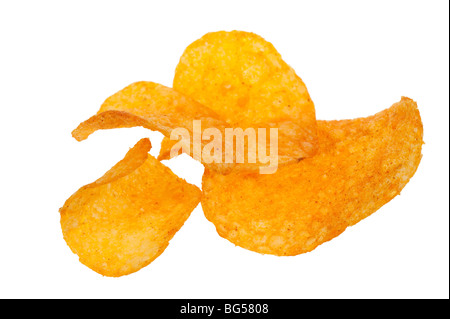 paprika chips isolated on a white background Stock Photo