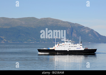 Norwegian Ferry on a fjord travelling to Molde Stock Photo