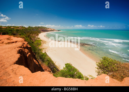 Beautiful beach with palm trees at Praia do Amor near Pipa Brazil Stock Photo