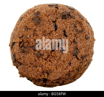 Chocolate brownie cookie isolated on white background. Top view with ...