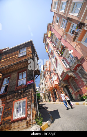 ISTANBUL, TURKEY. A steep street (Bogazkesen Caddesi) in the Beyoglu district of the city. 2009. Stock Photo