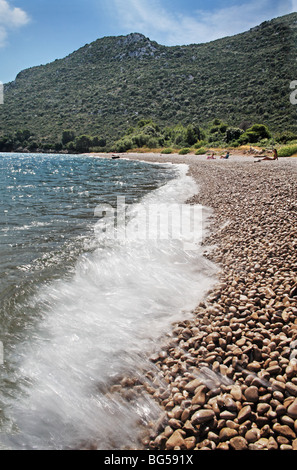 Croatia Adriatic coast Pebbled beach in Duba Peljeska. Peljesac peninsula. Stock Photo