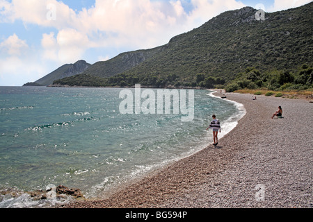 Croatia Adriatic coast Pebbled beach in Duba Peljeska. Peljesac peninsula. Stock Photo