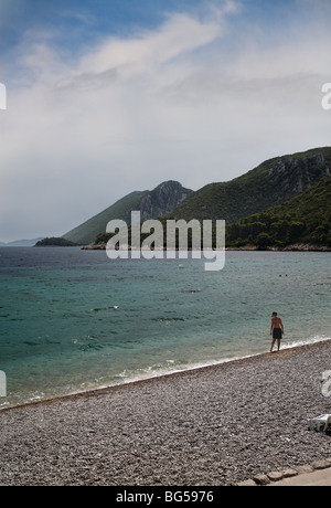 Croatia Adriatic coast Pebbled beach in Duba Peljeska. Peljesac peninsula. Stock Photo